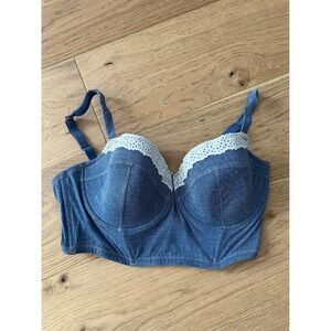 Colsie Denim & Lace Bustier Corset Top - Size XL